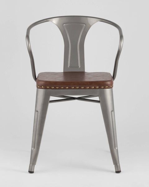 Стул TOLIX ARMS SOFT с подлокотниками серебристый