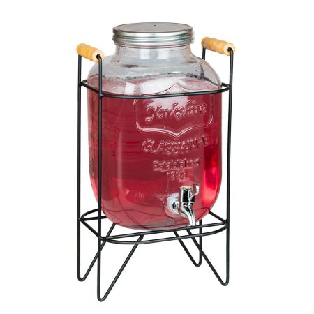 Банка емкость с краном 5 л "Йоркшир" стекло на металл подставке 16,5*16,5*36 см P.L.