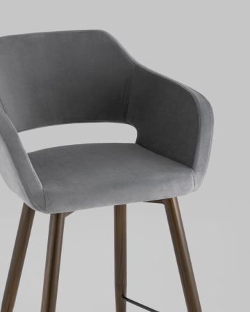Стул барный Саймон велюр тёмно-серый