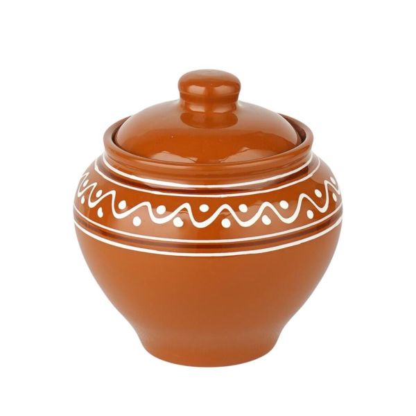 Горшочек 750 мл d 13,7/10,7 см h14 см с крышкой "Псковский" керамика ПГ [1]