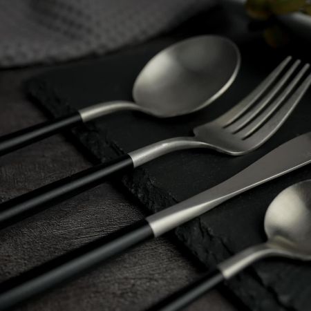 Нож столовый 22 см ручка матовый черный PVD Lounge P.L. [12]