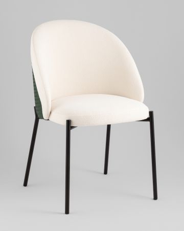 Стул обеденный Adelinde бежевый с зеленой экокожей