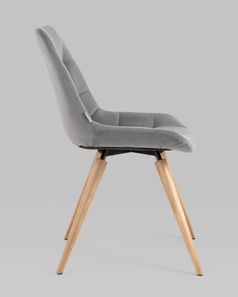 Стул Флекс на деревянных ножках велюр велютто серый