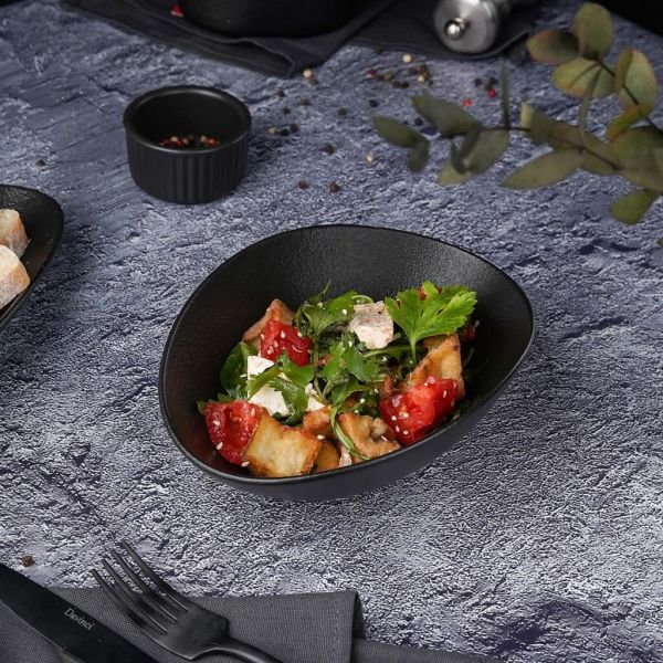 Салатник 450 мл 19*14,5 см h6,4 см Wave Up Smooth Black Raw Stellar P.L. Proff Cuisine [6]
