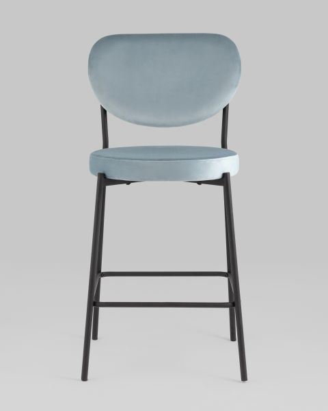 Стул полубарный Барбара NEW велюр серо-голубой