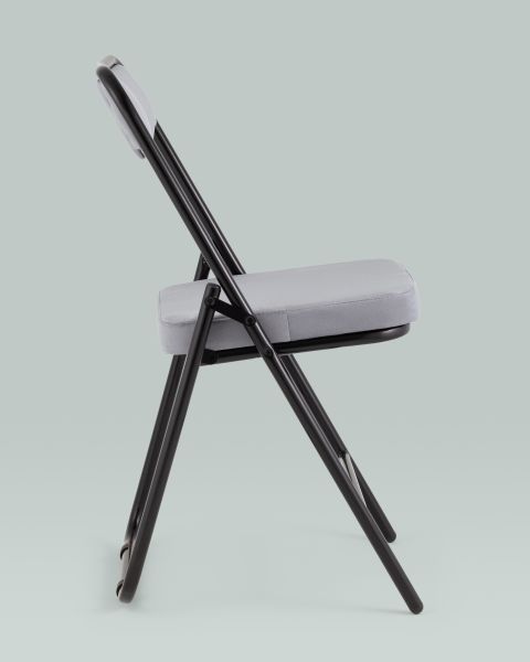 Складной стул Джонни велюр серый каркас черный матовый