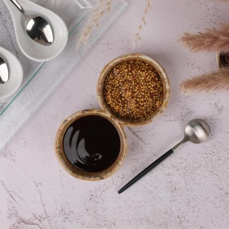 Соусник 130*130 мл двойной 15,7*7,8 см h3 см круглый керамика Light Brown Frutti di Mare P.L. [1]