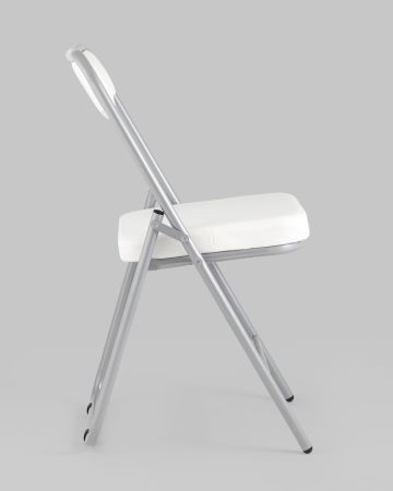 Складной стул Джонни экокожа белый каркас металлик