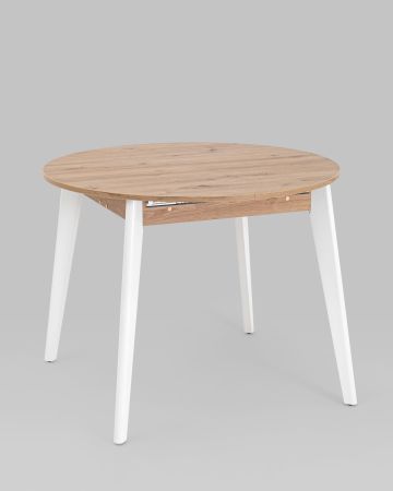 Стол Rondo 100-135*100 дуб/белый