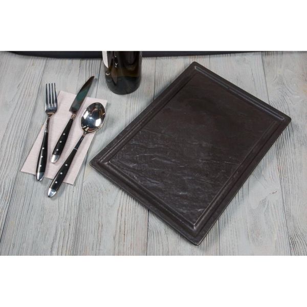 Блюдо прямоугольное 33*24 см h1,7 см для стейка Black Raw Stellar P.L. Proff Cuisine [1]