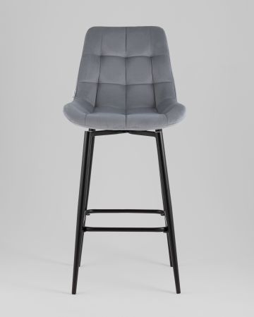 Стул барный Флекс с поворотным механизмом велюр велютто серый
