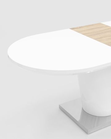 Стол обеденный Мулен раскладной 160-220*90 глянцевый белый