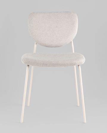 Стул обеденный Gigi шенилл серый белые ножки