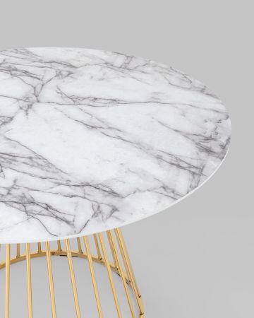 Стол обеденный Ливерпуль 110*110 белый мрамор