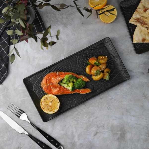 Блюдо прямоугольное 29,5*14,8 см h2 см с бортами Side Up2 Black Raw Wood P.L. Proff Cuisine [4]