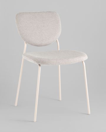 Стул обеденный Gigi шенилл серый белые ножки