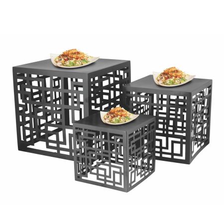 Подставка фуршетная стойка 26*26 см h25,5 см квадрат глянец Black перфорация металл P.L. Hotelware