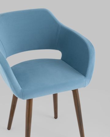 Стул с подлокотниками Саймон велюр пыльно-голубой