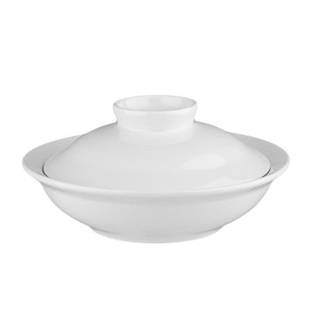 Бульонница мисосупница 175 мл d 14,5 см h7 см с крышкой белая фарфор "Kunst Werk Bl" P.L. [6]