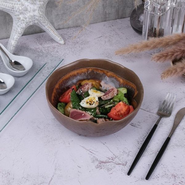 Салатник 1125 мл d 18,5/9,4 см h7,7 см Dark Brown Lava lines Frutti di Mare P.L. [1]