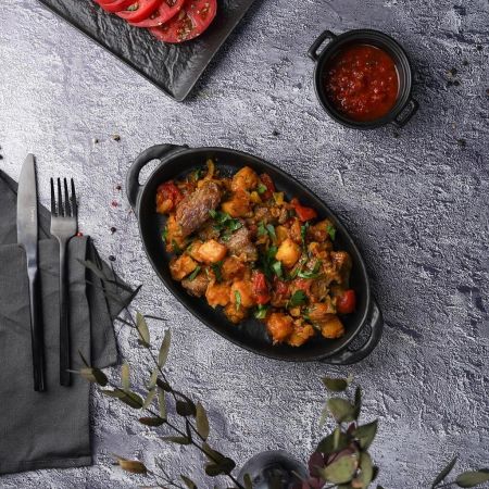 Блюдо овальное 22,5*15 см h4 см 500 мл с ручками Smooth Black Raw Stellar P.L. Proff Cuisine [1]