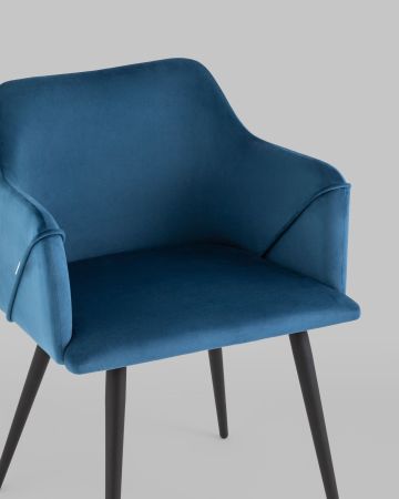 Стул с подлокотниками Джоэл велюр синий