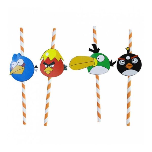 Трубочки 0,6*24 см прямые 100 шт "Злые Птички" бумага Garcia De Pou