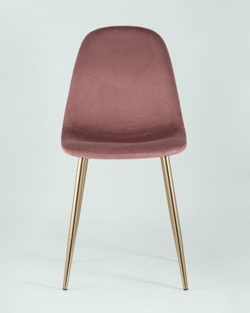 Стул Валенсия велюр пыльно-розовый золотые ножки