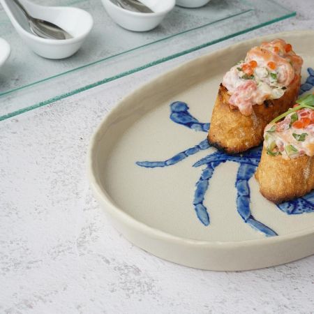 Блюдо овальное 29*18 см h2,5 см Crab Northern Blue Gray Frutti di Mare P.L. [1]