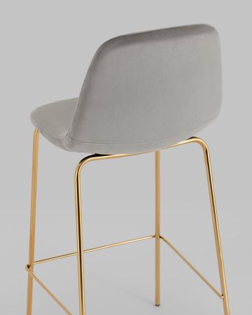 Стул барный Валенсия SN велюр серый золотые ножки
