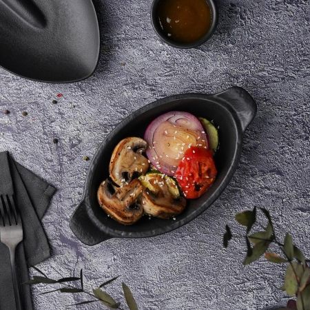 Блюдо овальное 18,5*12,5 см h3,5 см 310 мл с ручками Black Raw Stellar P.L. Proff Cuisine [4]