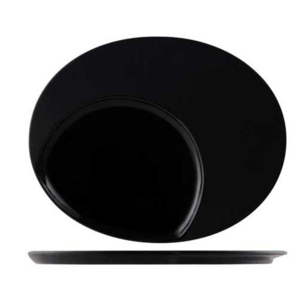 Тарелка 30*24 см овальная со смещенным центром 19*16 см Black фарфор P.L. Proff Cuisine [1]