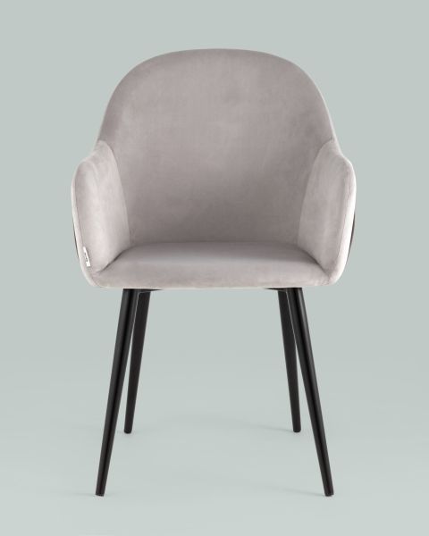 Стул Новел велюр светло-серый с темно-серой спинкой