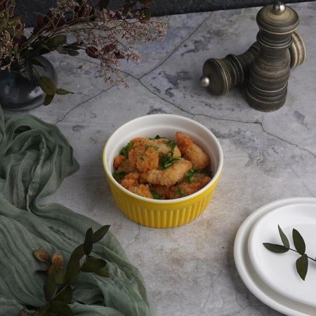 Салатник соусник для подачи 400 мл d 12 см h5,5 см круглый желтый Рамекин фарфор P.L. [6]