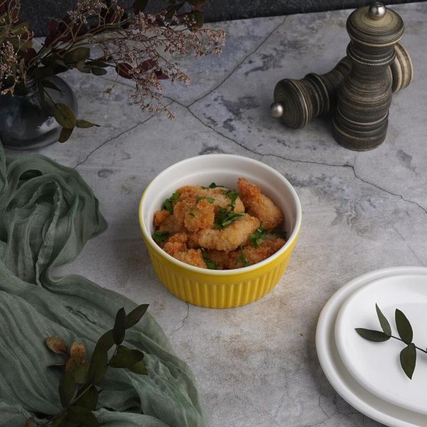 Салатник соусник для подачи 400 мл d 12 см h5,5 см круглый желтый Рамекин фарфор P.L. [6]