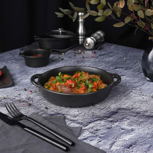 Блюдо круглое 18 см h4 см 570 мл с ручками Smooth Black Raw Stellar P.L. Proff Cuisine [4]