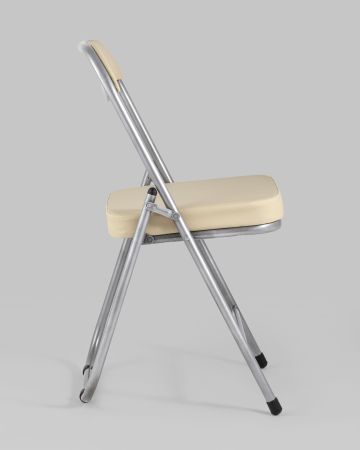 Стул складной мягкий ДЖОН металлик, кремовый