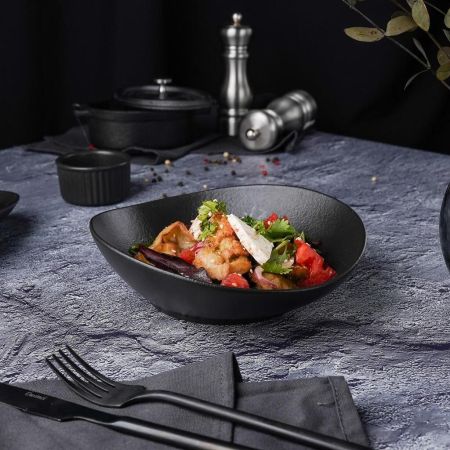 Салатник 600 мл 20*18,5 см h5,7 см Wave Up Smooth Black Raw Stellar P.L. Proff Cuisine [1]