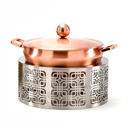 Подставка фуршетная стойка d 24 см h10,6 см круглая нерж. + кастрюля 1550 мл медь d 20,5 см P.L.