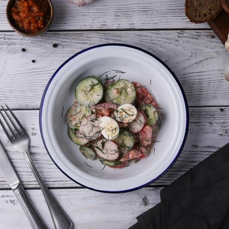 Салатник 700 мл d 21 см h3,9 см Blue Rim эмалированая сталь SUNNEX [1]