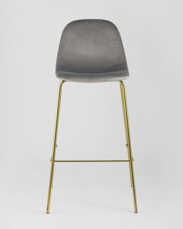 Стул барный Валенсия велюр серый золотые ножки