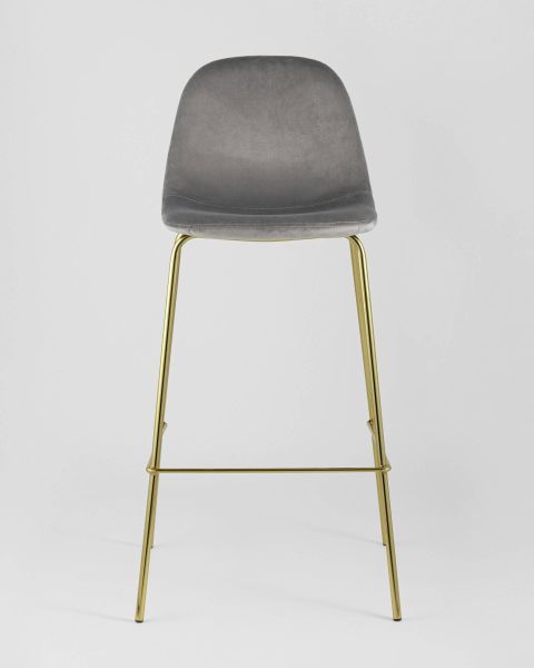 Стул барный Валенсия велюр серый золотые ножки