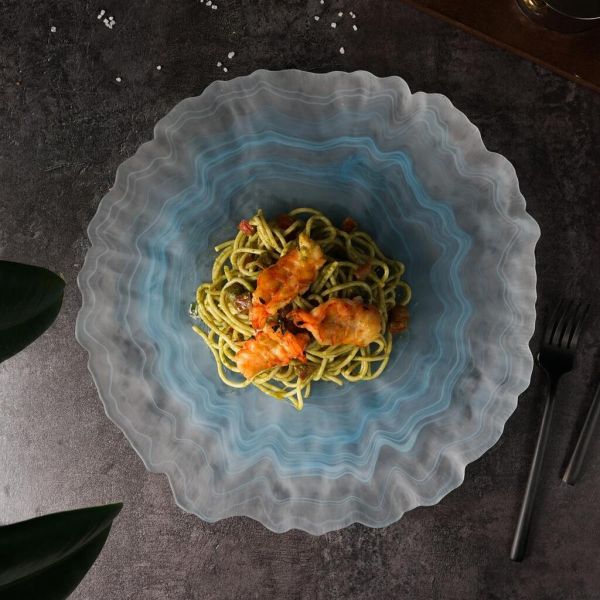 Блюдо круглое d 33 см h2 см Blue Sunset матовое стекло P.L. Proff Cuisine [6]