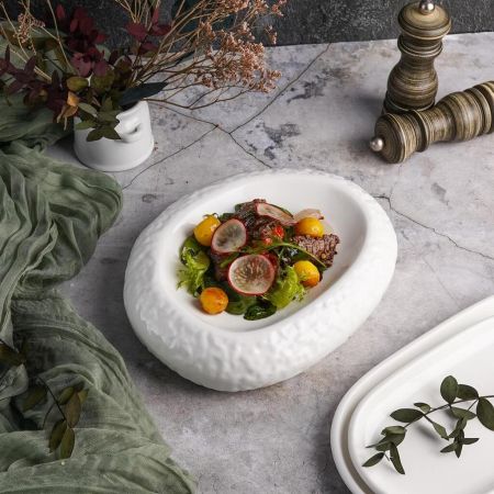 Блюдо овальное для подачи 22,5*18,5 см h5,5 см Organic белое фарфор P.L. Proff Cuisine [3]