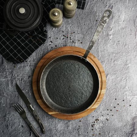 Сковорода для подачи 22 см h3 см круглая "Vintage Blued" углерод. сталь ИНДУКЦИЯ P.L.