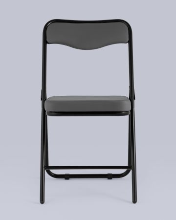 Складной стул Джонни экокожа серый каркас черный матовый