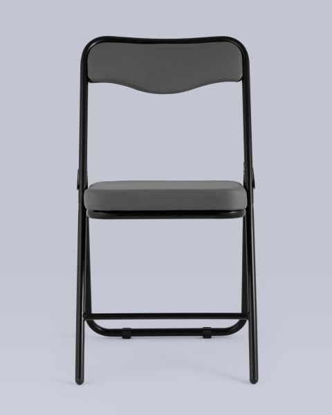 Складной стул Джонни экокожа серый каркас черный матовый
