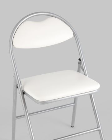 Стул складной Hagen экокожа белый каркас металлик