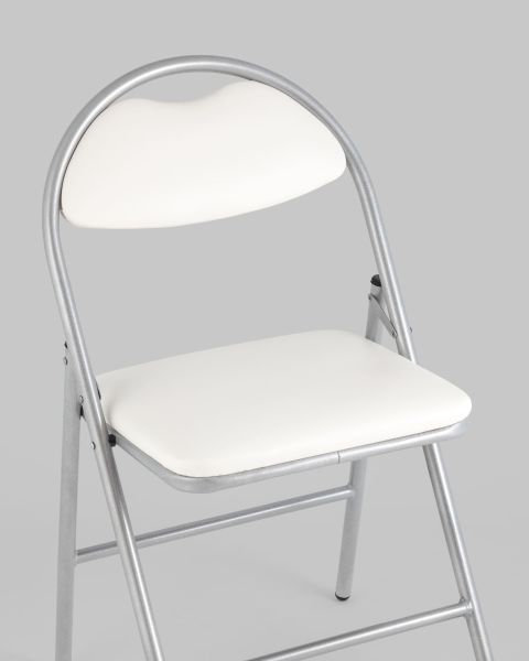 Стул складной Hagen экокожа белый каркас металлик