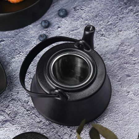 Чайник 600 мл d 14 см h8,5 см с ситом Smooth Black Raw Stellar P.L. Proff Cuisine [1]